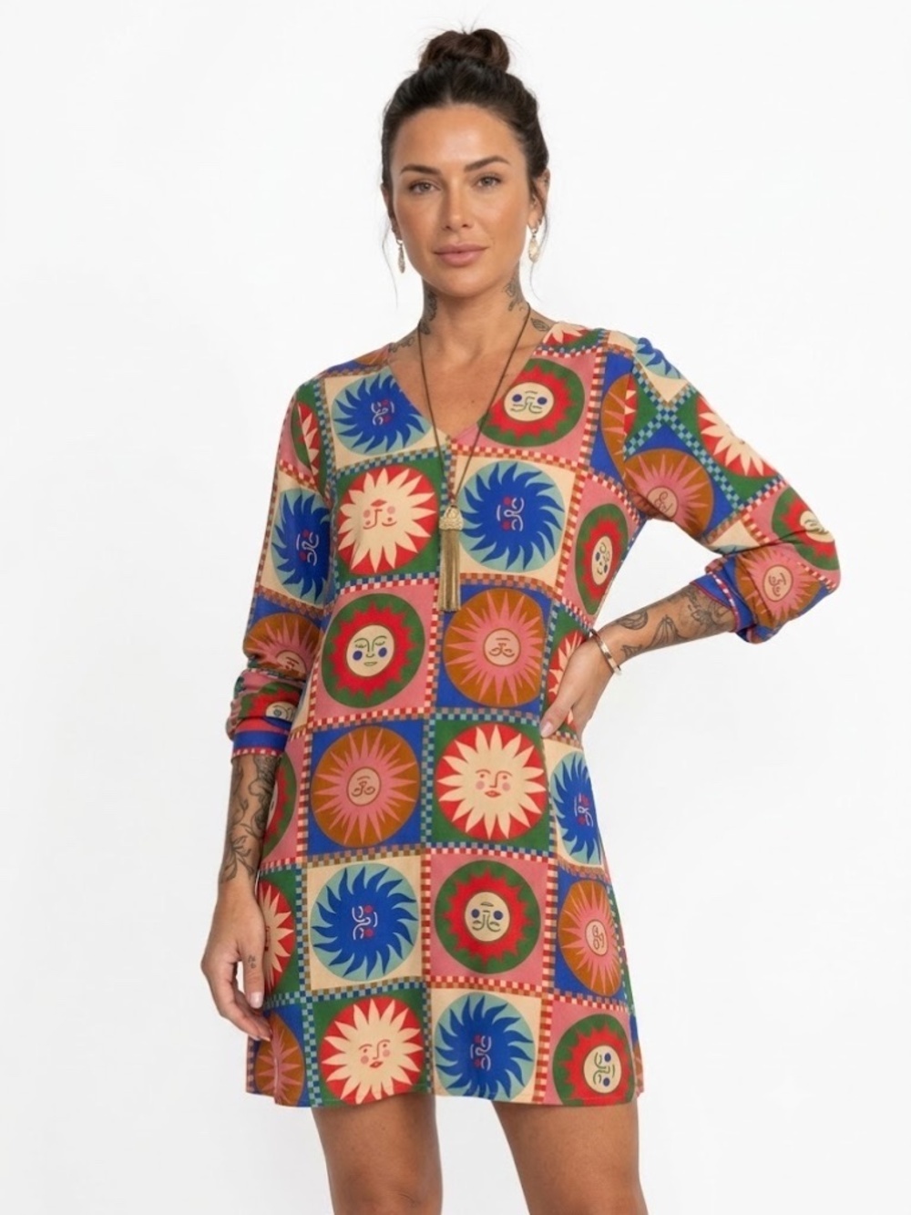 ☀️ Johnny Was V-Neck Swing Dress/ Lionora/ Size Large/ NWT